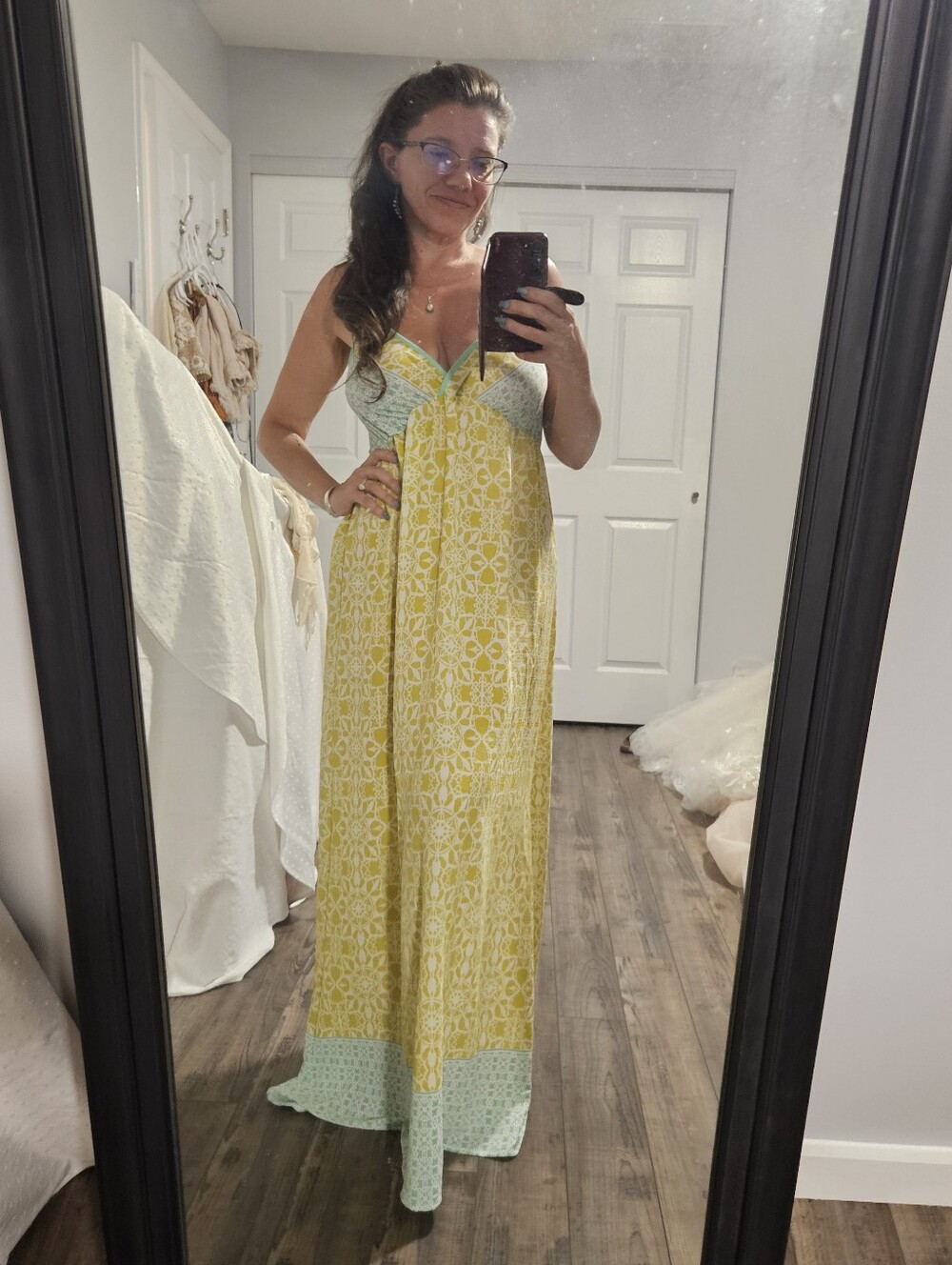 lovestitch Mint Green & White Printed Dress